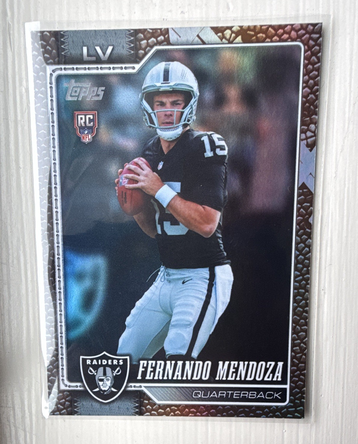 2026 Topps Flagship Fernando Mendoza Football Pigskin Border RC Rookie Raiders