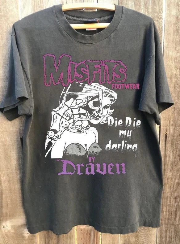 Vintage Misfits Rock Band tour short sleeve charcoal classic shirt S-5XL