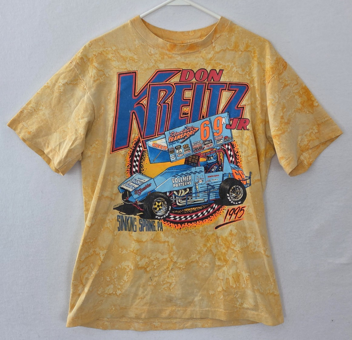 VTG Don Kreitz Racing Shirt Mens M Medium Sprint Double Sided 90\'s Graphic Tee