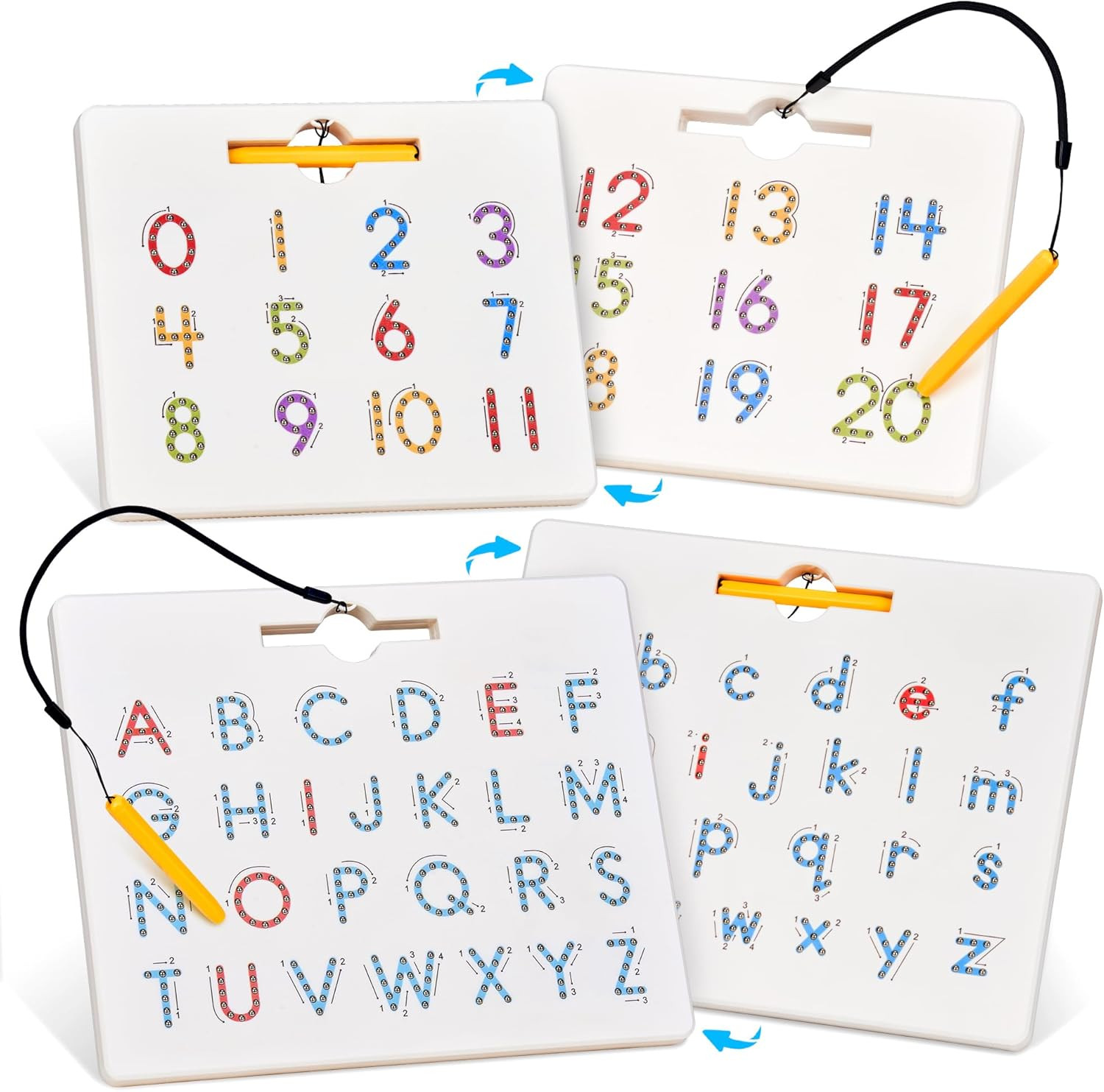 Magnetic Letter Number Board Double Sided, ABC 123 Tracing Set