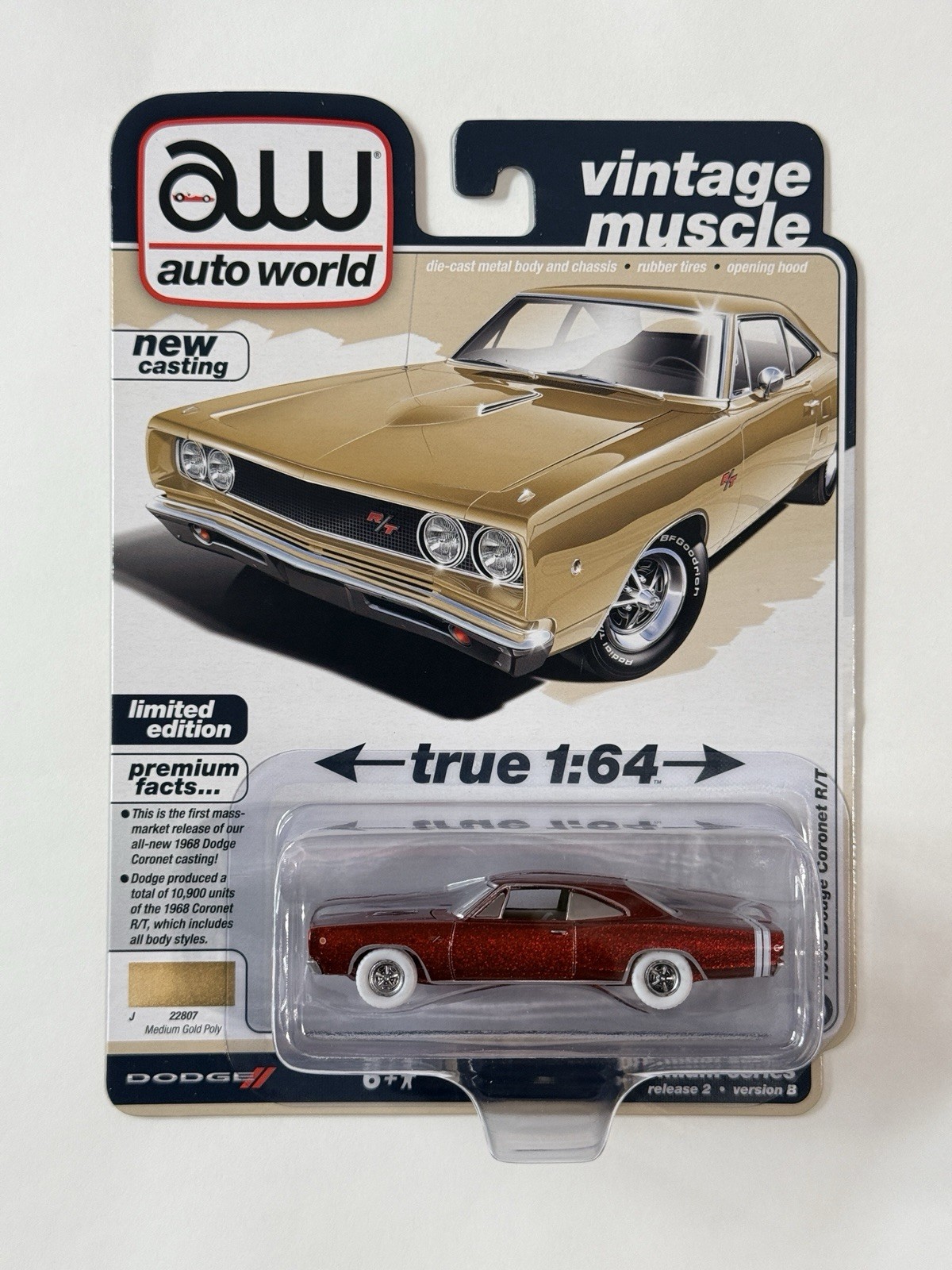 Auto World Vintage Muscle 1968 Dodge Coronet R/T 1:64 Ultra Red Chase Auto World Vintage Muscle 1968 Dodge Coronet R/T 1:64 Ultra Red Chase