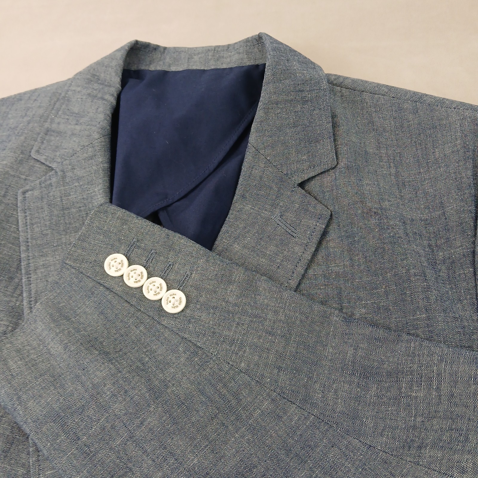 Tasso Elba XL 46L Mens Blazer Sport Coat Chambray Unstructured Blue 23x32