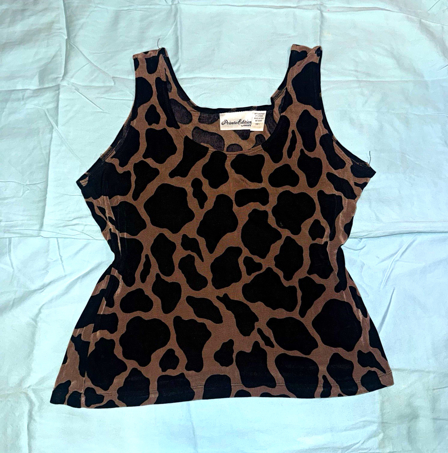 Private Edition by Chico\'s Brown/Black Animal Print Knit Tank Scoop Neck M Private Edition by Chico\'s Brown/Black Animal Print Knit Tank Scoop Neck M