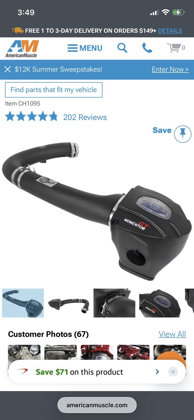 AFE Power Momentum GT Cold Air Intake System w/ Pro 5R Filter