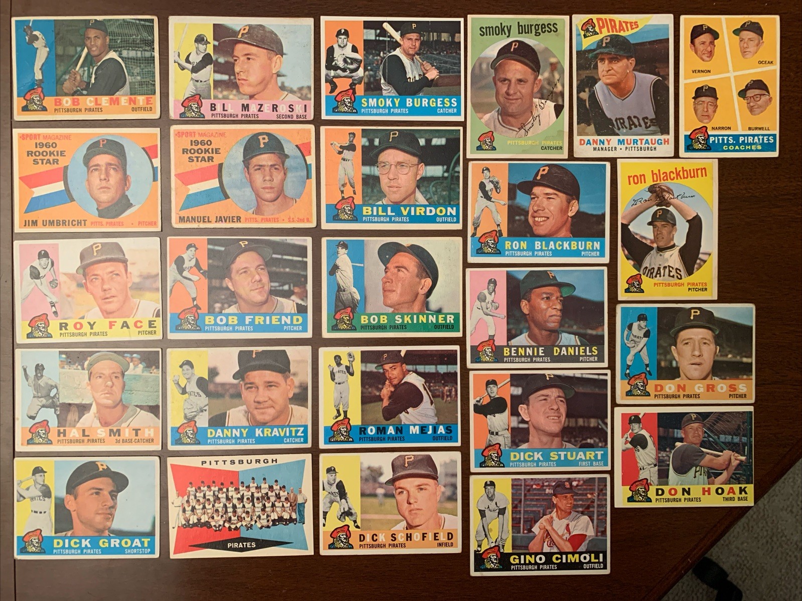 1960 Topps MLB Baseball Pirates Lot/(25)Cards/w/Stars/Clemente/Maz/Face/Team Pic 1960 Topps MLB Baseball Pirates Lot/(25)Cards/w/Stars/Clemente/Maz/Face/Team Pic