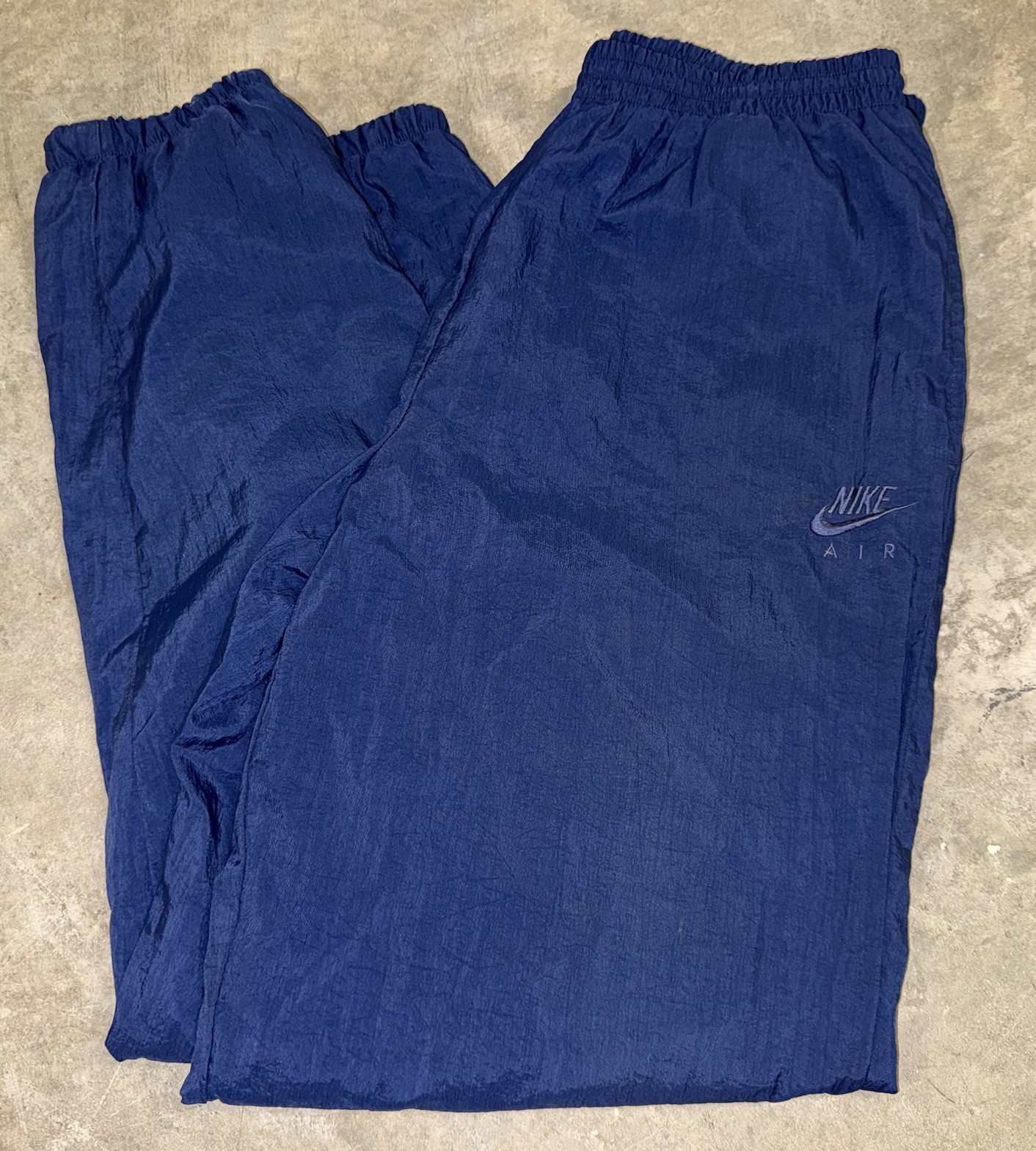 Vintage Nike Air Windbreaker Jogger Track Pants Men’s Lg 90s Navy Lined Swoosh