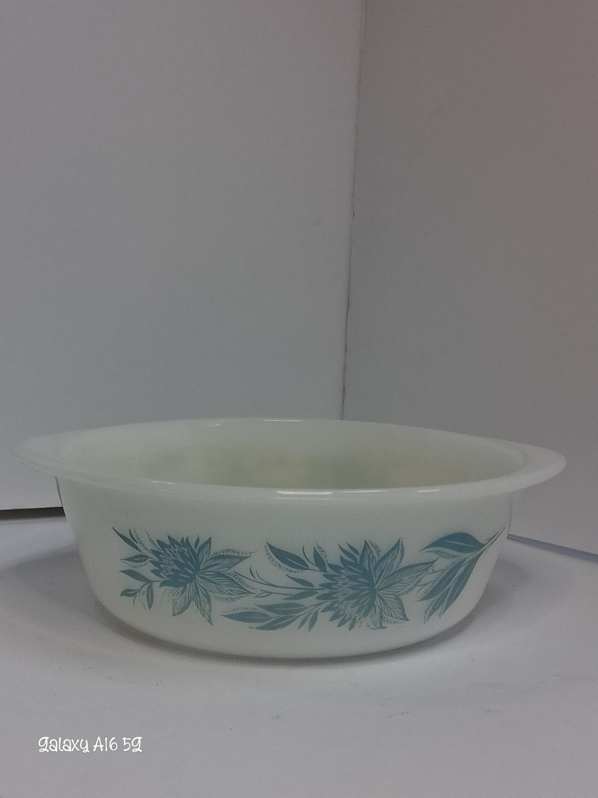 Vintage 1960s Pyrex Casserole Dish 1.5 Quart Turquoise Blue Meadow Pattern