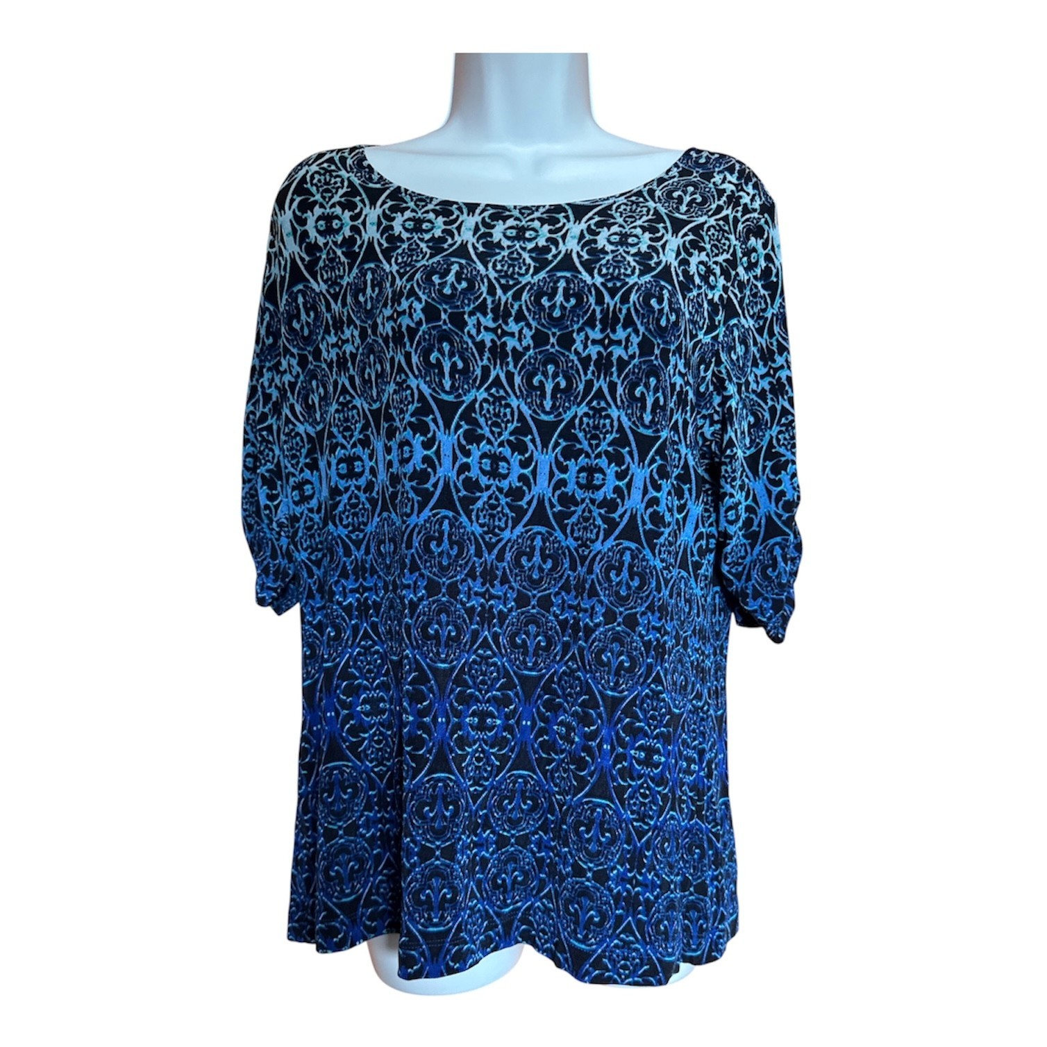 Chico\'s Travelers Collection Ombre Medallion Tunic Top Slinky Size 2/ Large