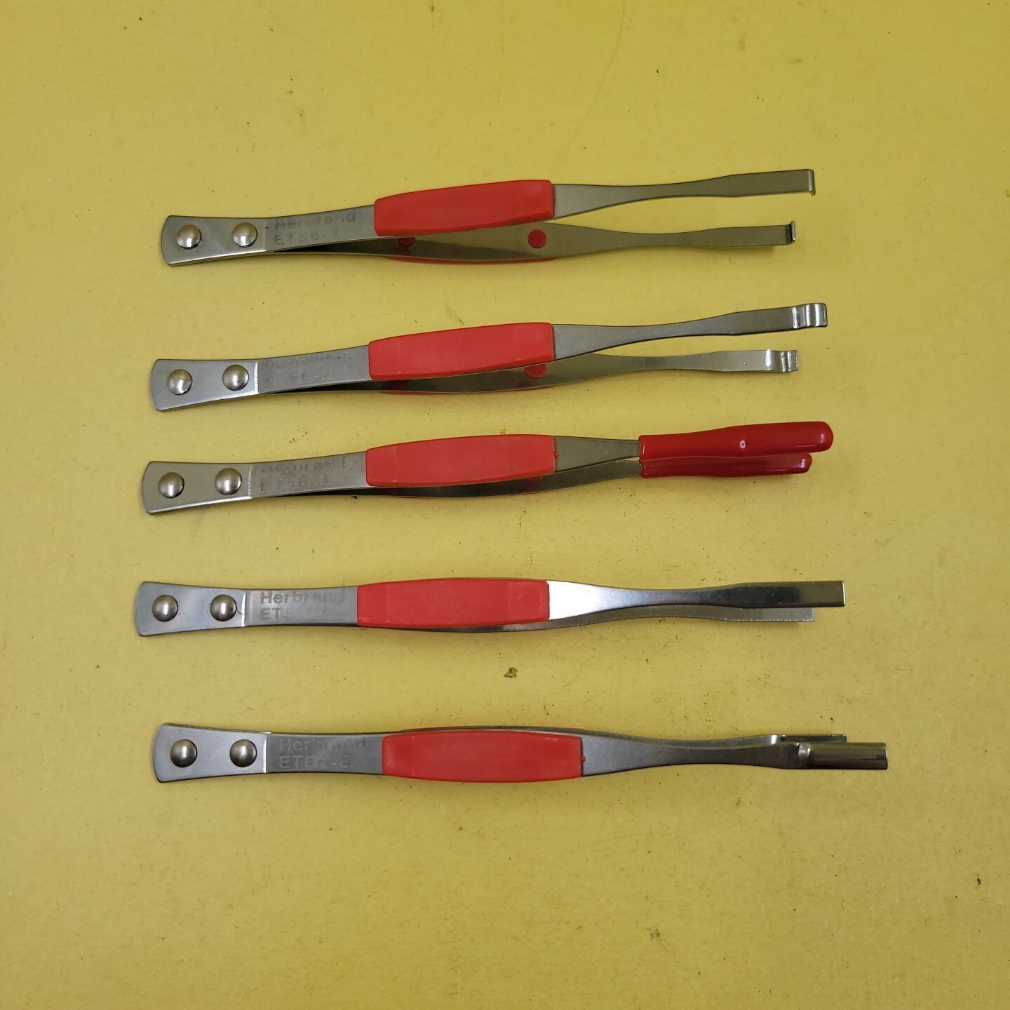 HERBRAND ET56 5PC TWEEZER TONGS SET NEW OLD STOCK VINTAGE HERBRAND ET56 5PC TWEEZER TONGS SET NEW OLD STOCK VINTAGE