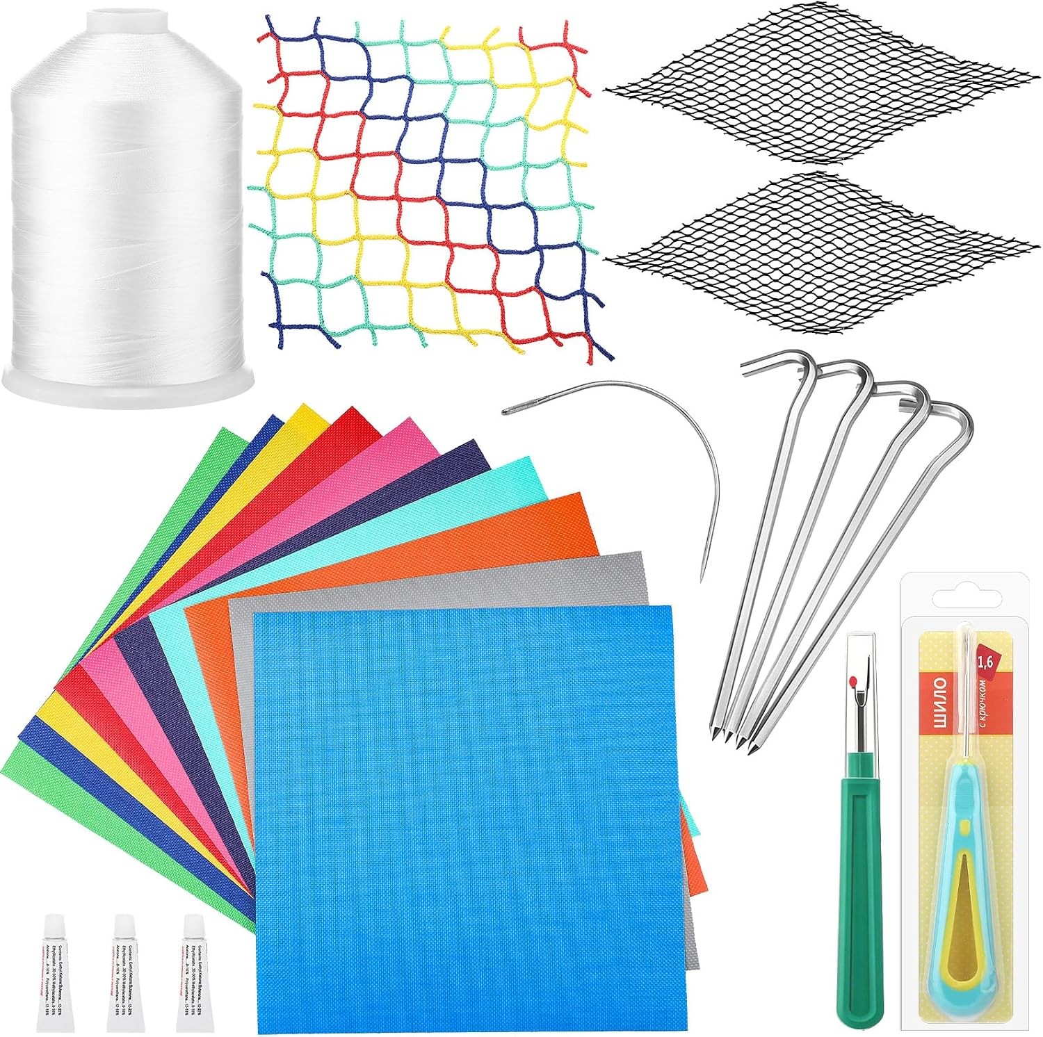 Pangda 24 Pcs Vinyl Repair Patch Kit for Bounce House, Multicolor Vinyl Patch...