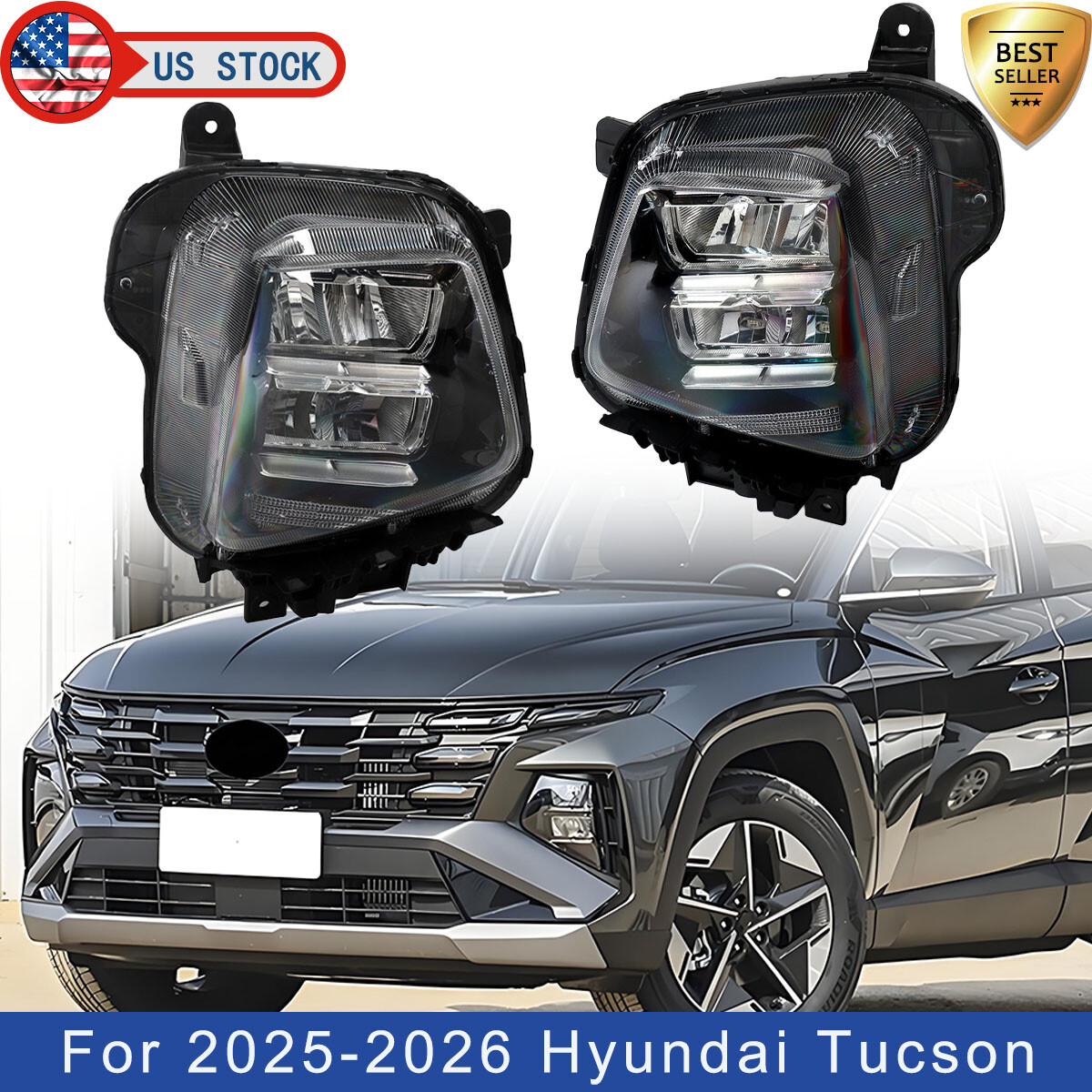 Pair For 2025-26 Hyundai Tucson LED Left Right Side Headlamp Headlights Assembly Pair For 2025-26 Hyundai Tucson LED Left Right Side Headlamp Headlights Assembly