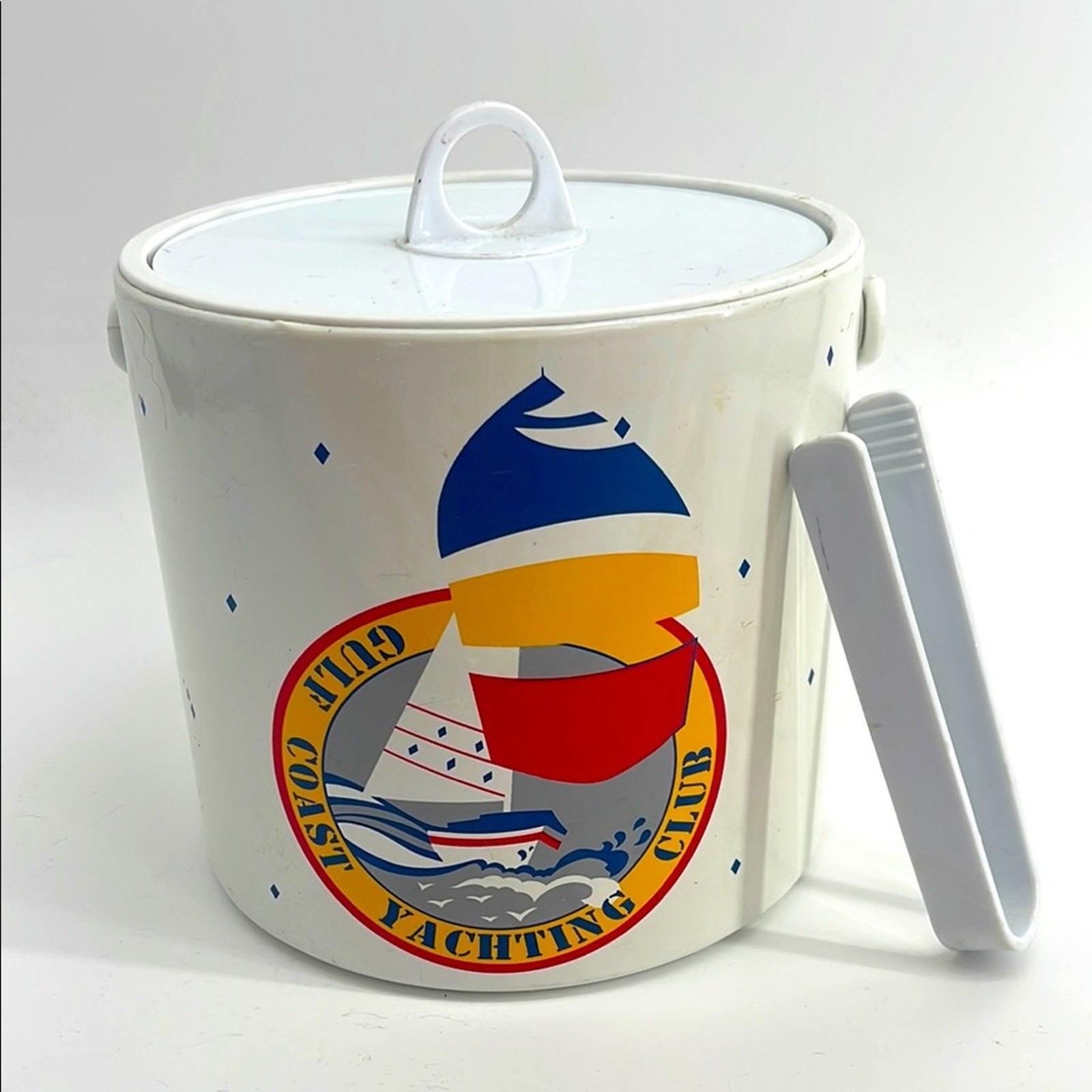 Vintage MCM Gulf Coast Yachting Club insulated barware handle ice bucket
