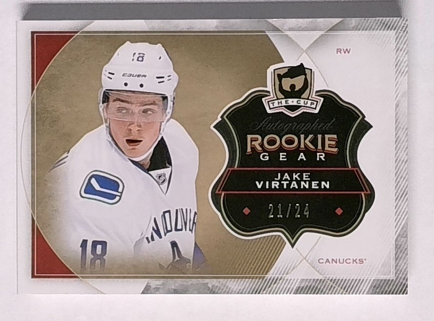 2015 Upper Deck The Cup Rookie Gear Booklets 21/24 Jake Virtanen #ARG-JV Auto RC 2015 Upper Deck The Cup Rookie Gear Booklets 21/24 Jake Virtanen #ARG-JV Auto RC