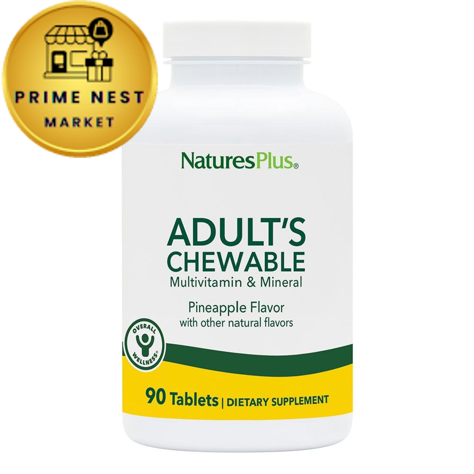 NaturesPlus Adult\'s Chewable, Pineapple Flavor - 90 Count (Pack of 1), Yellow
