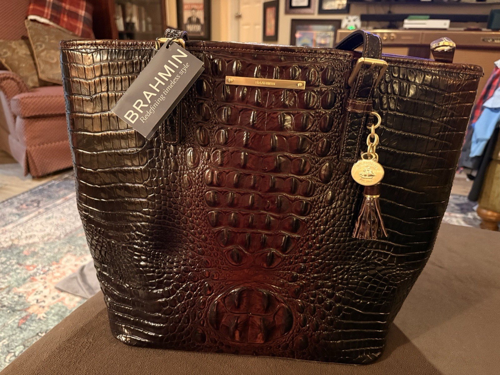 BRAHMIN NWT MEDIUM ASHER MELBOURNE GENUINE LEATHER SHOULDER TOTE BAG #J51151