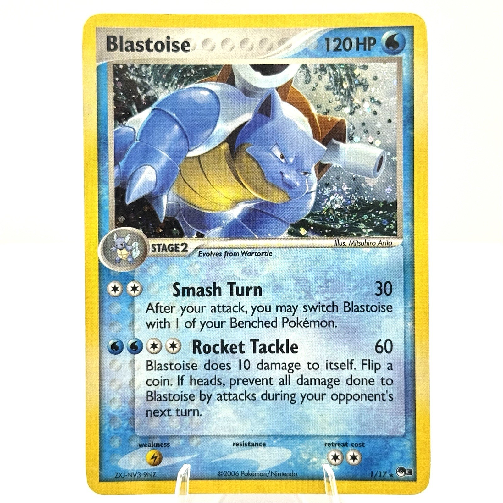 Blastoise 1/17 Holo Swirled Series 3 2006 Pokemon Card Vintage Holo Rare MP