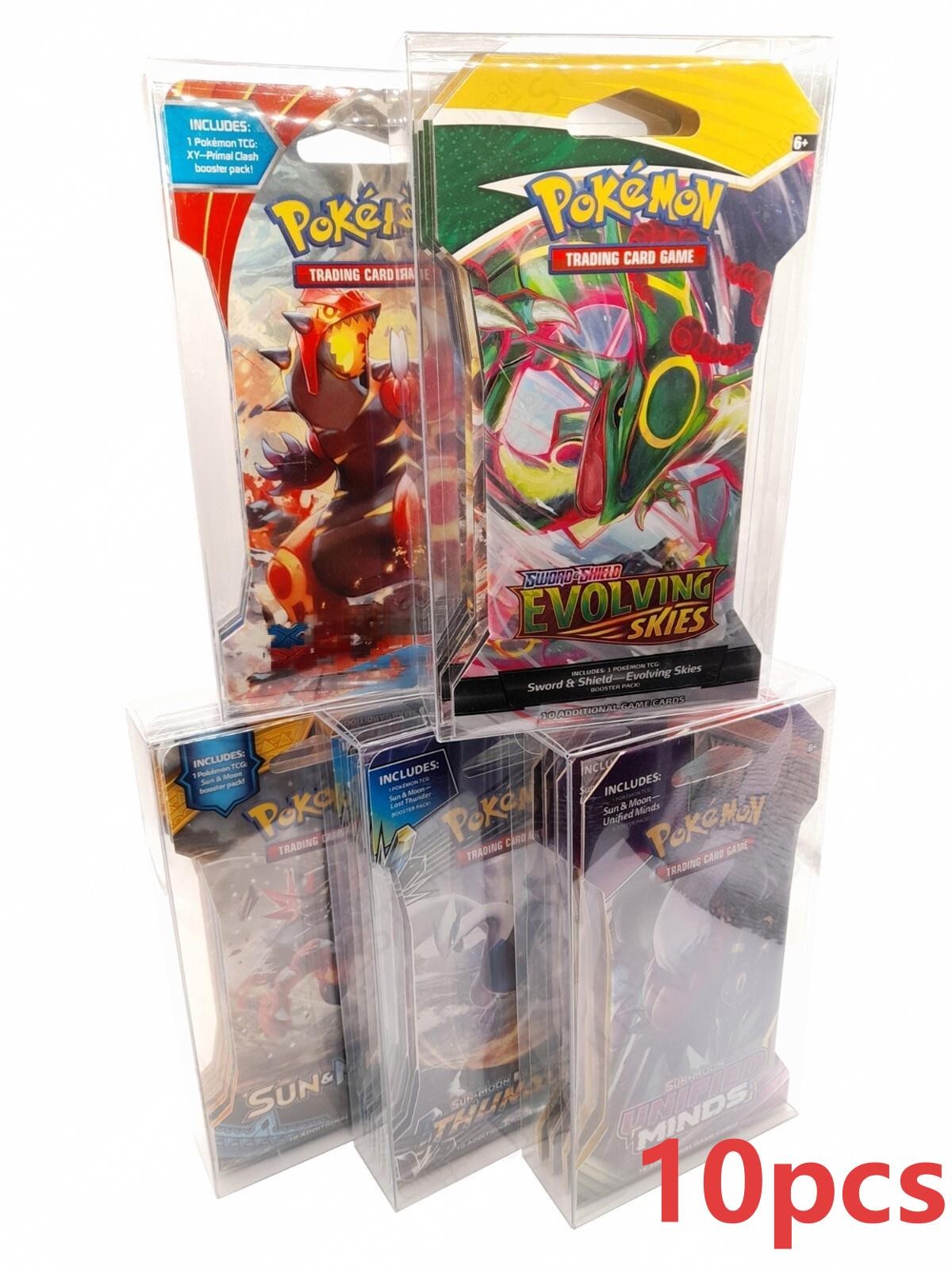 (x10) Pokemon Protective Clear Case for Sleeved Booster Packs w/ Removable Film