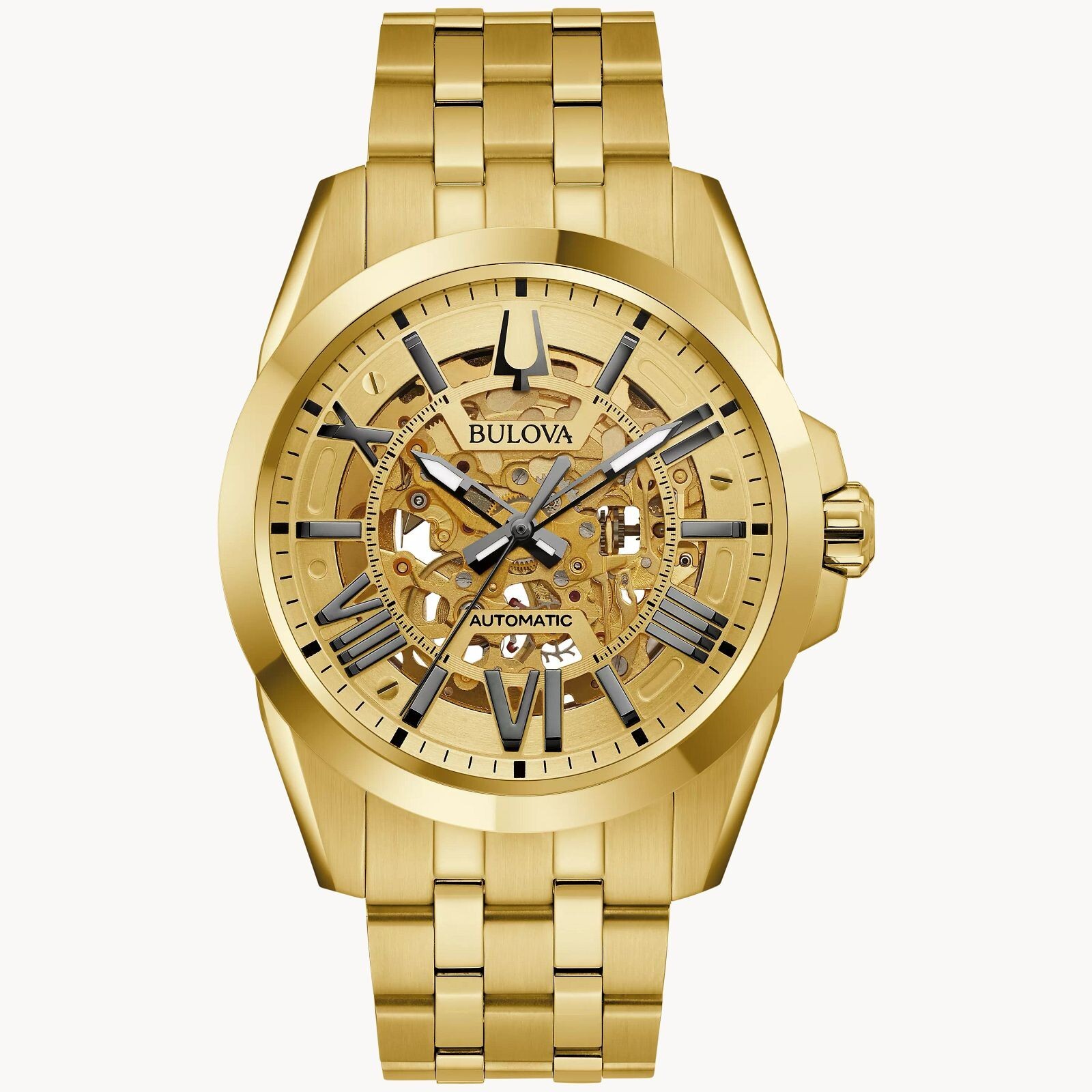 Bulova Sutton Classic Automatic Men\'s Gold Stainless Steel Watch 43 MM 97A162 Bulova Sutton Classic Automatic Men\'s Gold Stainless Steel Watch 43 MM 97A162
