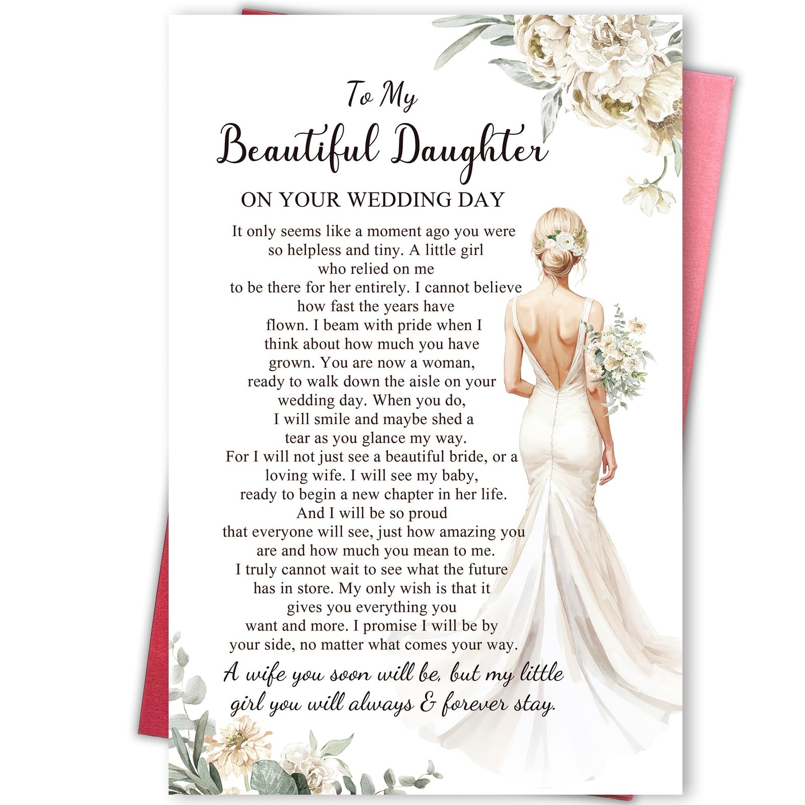 Sentimental Wedding Day Card for Daughter, Heartfelt Wedding Gift from Mom, Dad, Sentimental Wedding Day Card for Daughter, Heartfelt Wedding Gift from Mom, Dad,