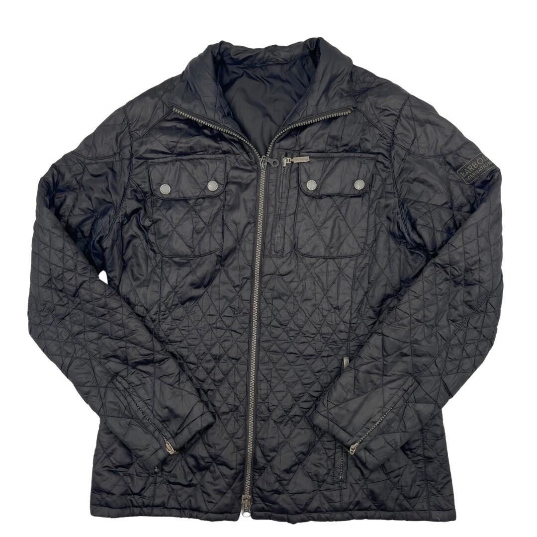 Barbour International Quilted Jacket Black Womens M Logo UK 10 EU 36