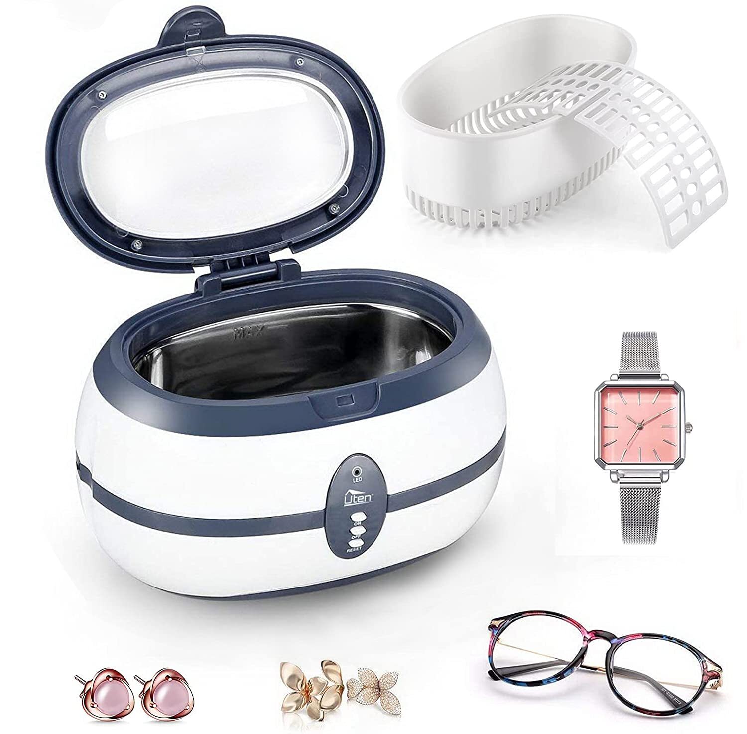 Ultrasonic Cleaner Jewelry Watch Glasses Coin Cleaning Machine Stainless Steel