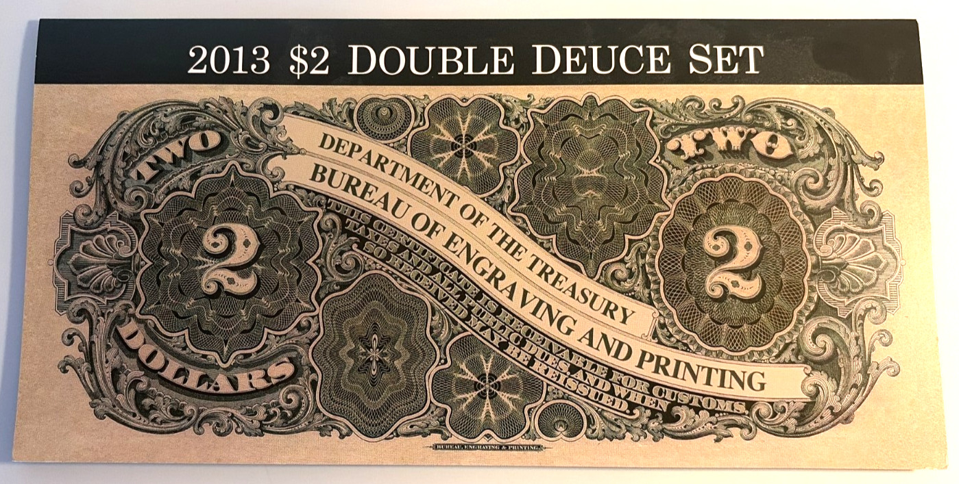 2013 $2 Double Deuce Set, Uncirculated Matching Serial Numbers, US BEP 2013 $2 Double Deuce Set, Uncirculated Matching Serial Numbers, US BEP