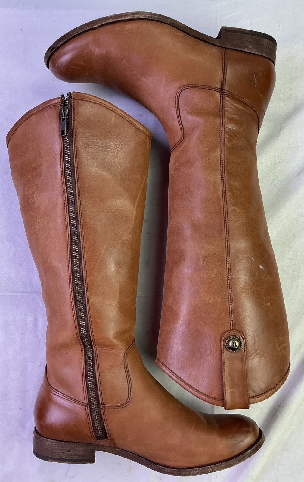 Frye Women\'s Melissa Button Tall Inside Zip Riding Boots-Brown-Size: 8.5 B