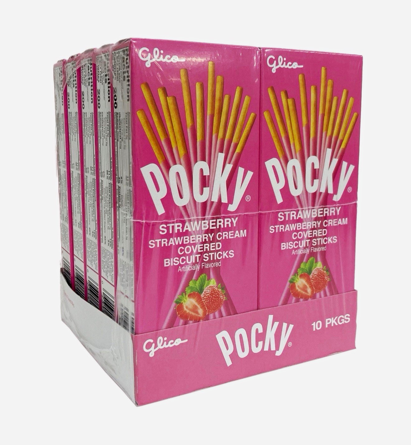 Glico Pocky Strawberry Cream Covered Biscuit Sticks, 10 Pack (40g/1.41oz)