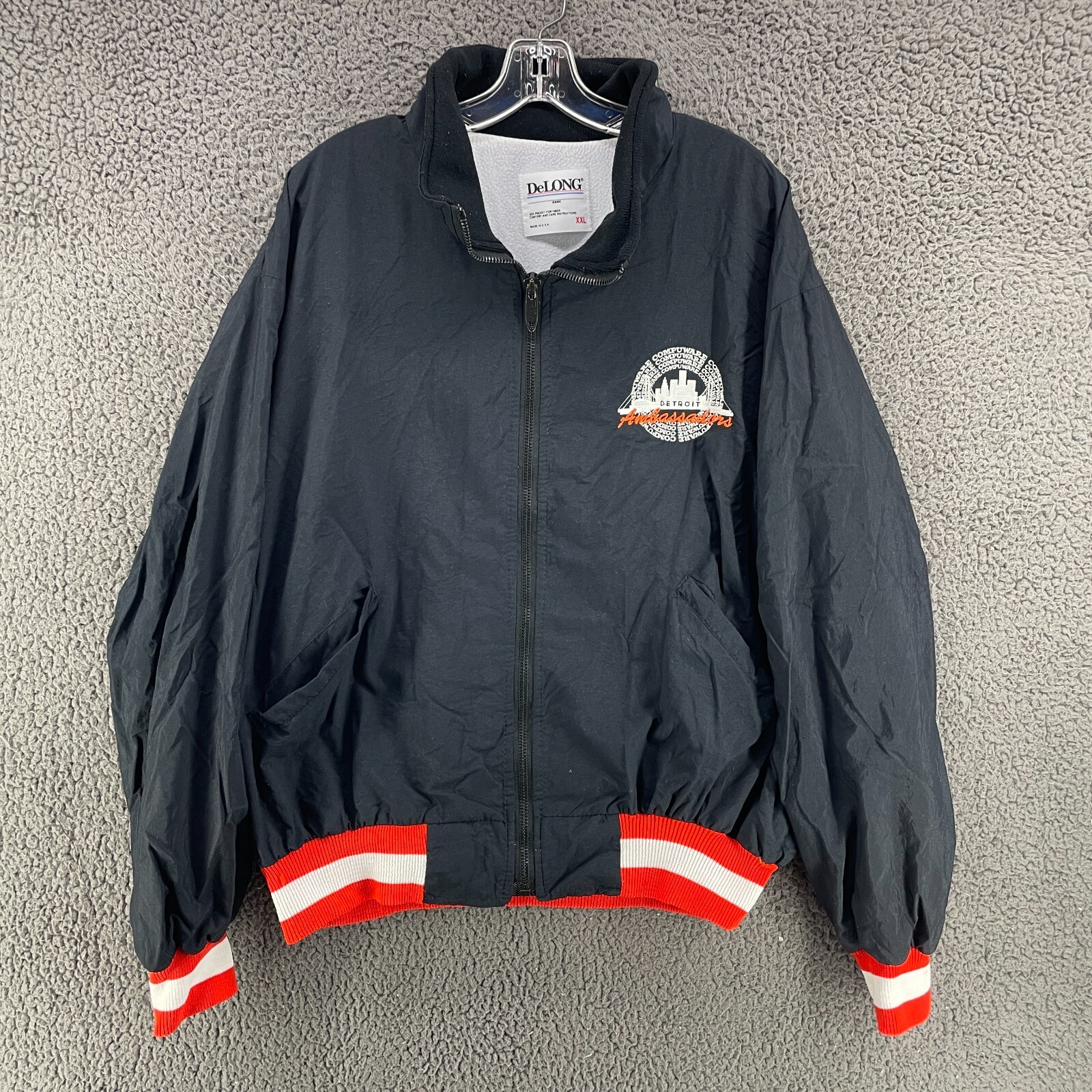VTG RARE Detroit Compuware Ambassadors OHL Hockey Jacket XXL Made in USA Black VTG RARE Detroit Compuware Ambassadors OHL Hockey Jacket XXL Made in USA Black