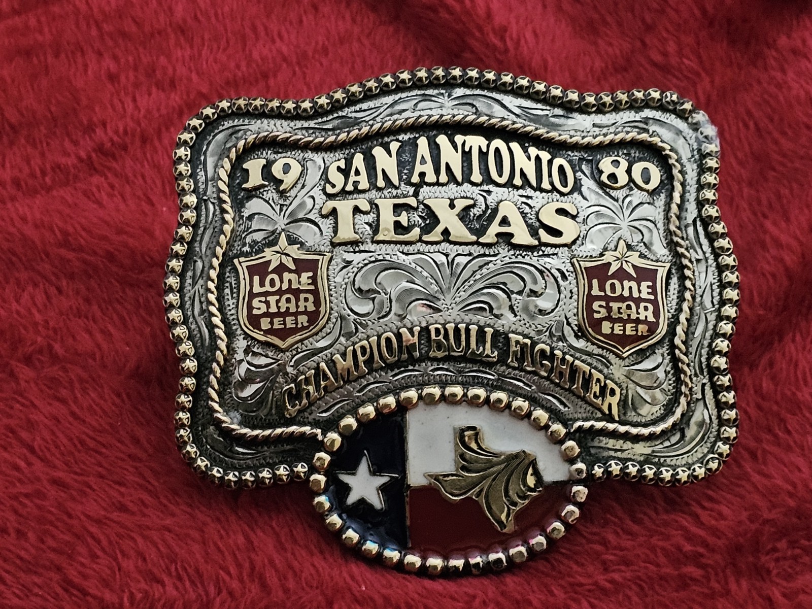 Lone Star Bullfighter☆1980☆ RODEO X~TREME CHAMPION☆Texas☆TROPHY BUCKLE☆Rare☆T40