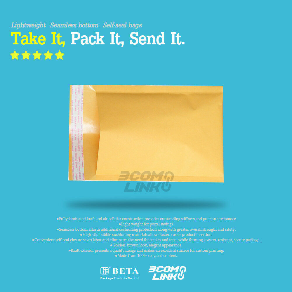 4x6 inch Kraft Self Seal Bubble Mailer Padded Envelope #0000 25,50,100,500,1000