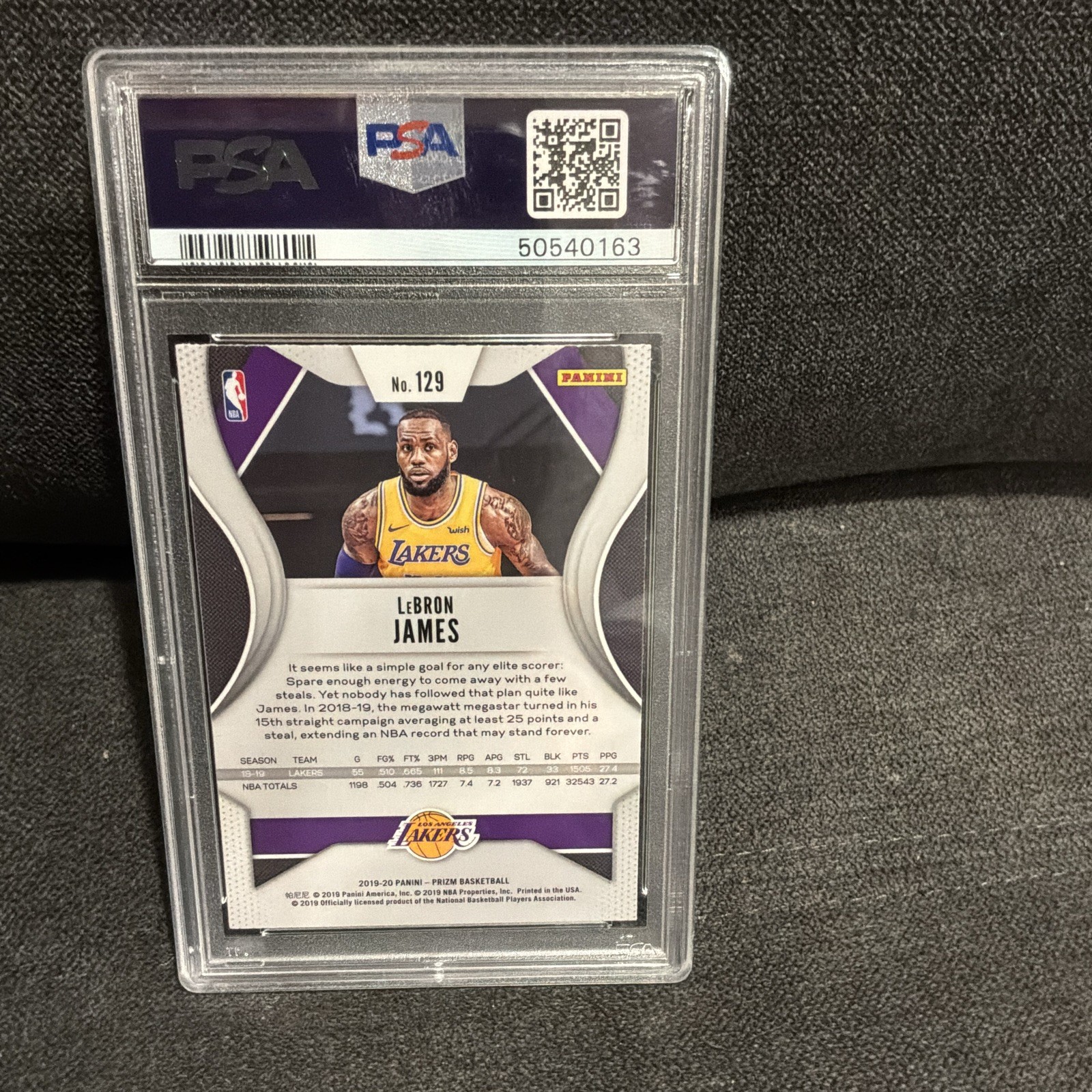 Panini Prizm 2019-20 LeBron James Lakers #129 Base Set PSA 50540163