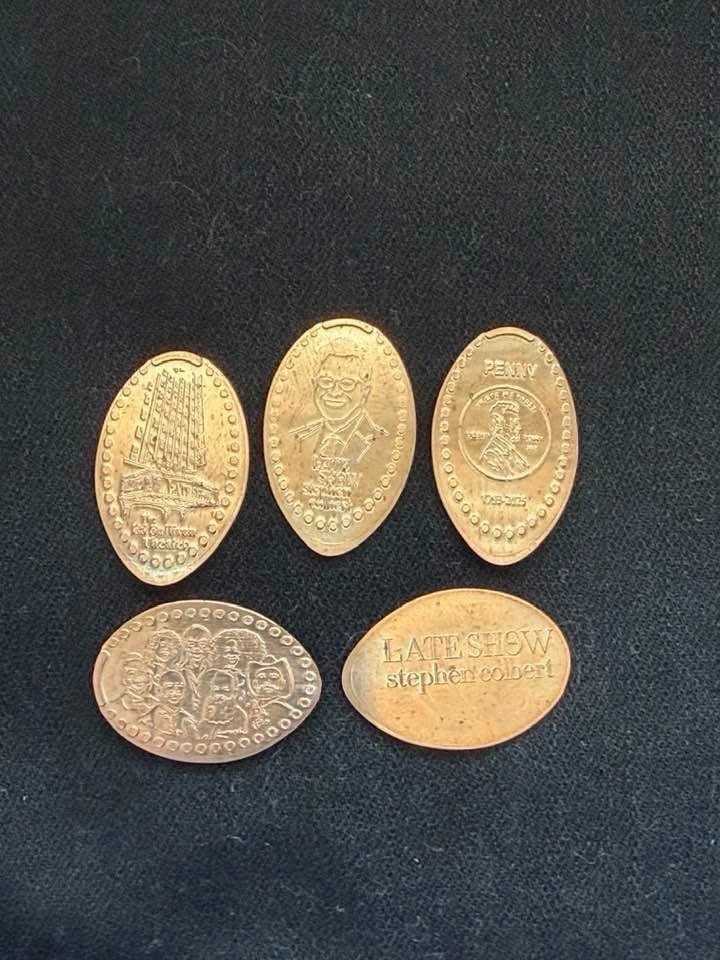 Steven Colbert Pressed Pennies Set Of 5 Pressed By Hand.