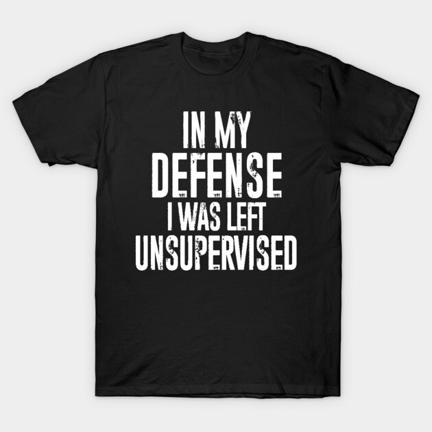 In My Defense I Was Left Unsupervised Funny Sarcastic Quote T-Shirt