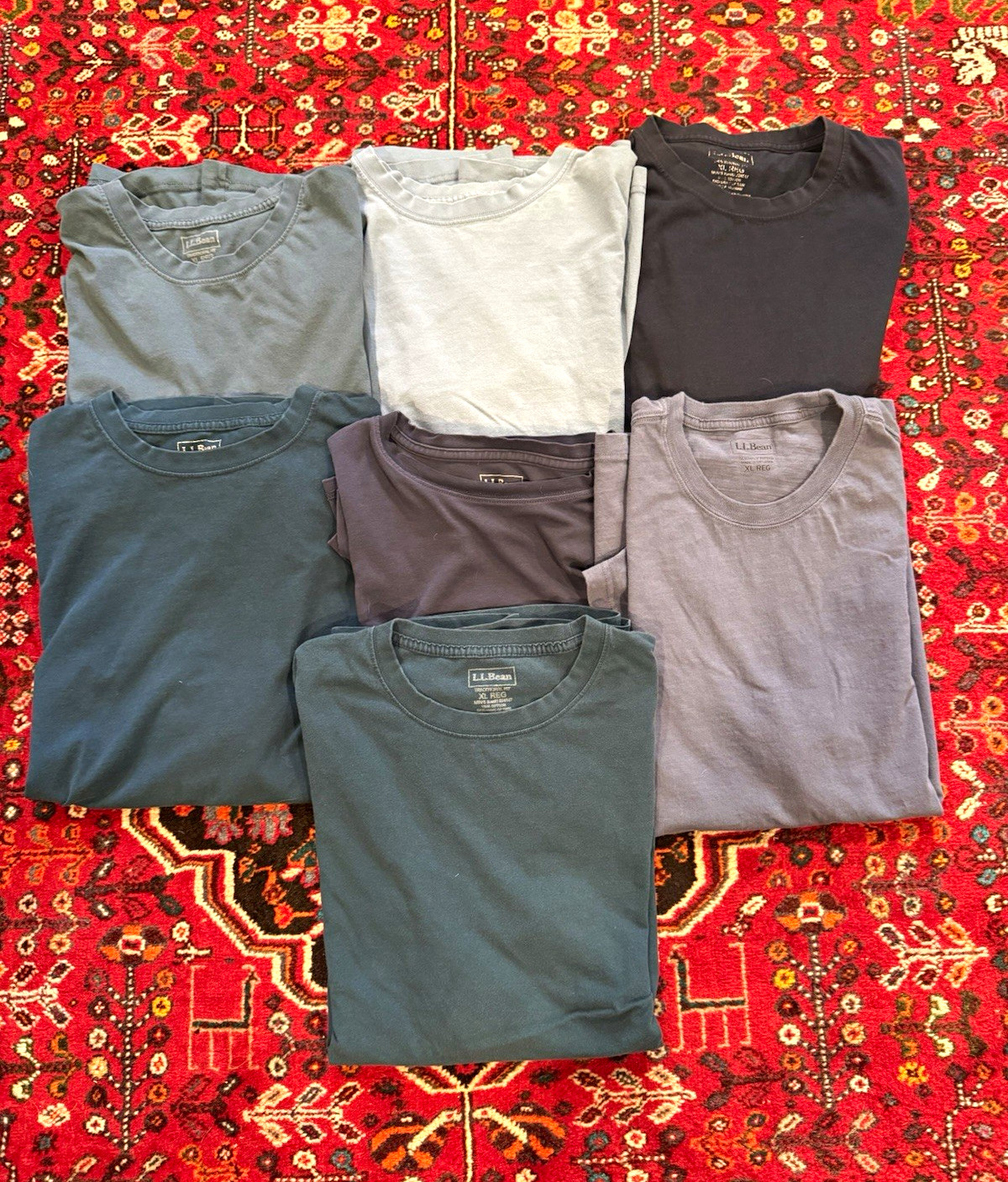 Vintage L.L.Bean Lot of 7 Men\'s XL Regular Traditional Fit  Cotton T-Shirts