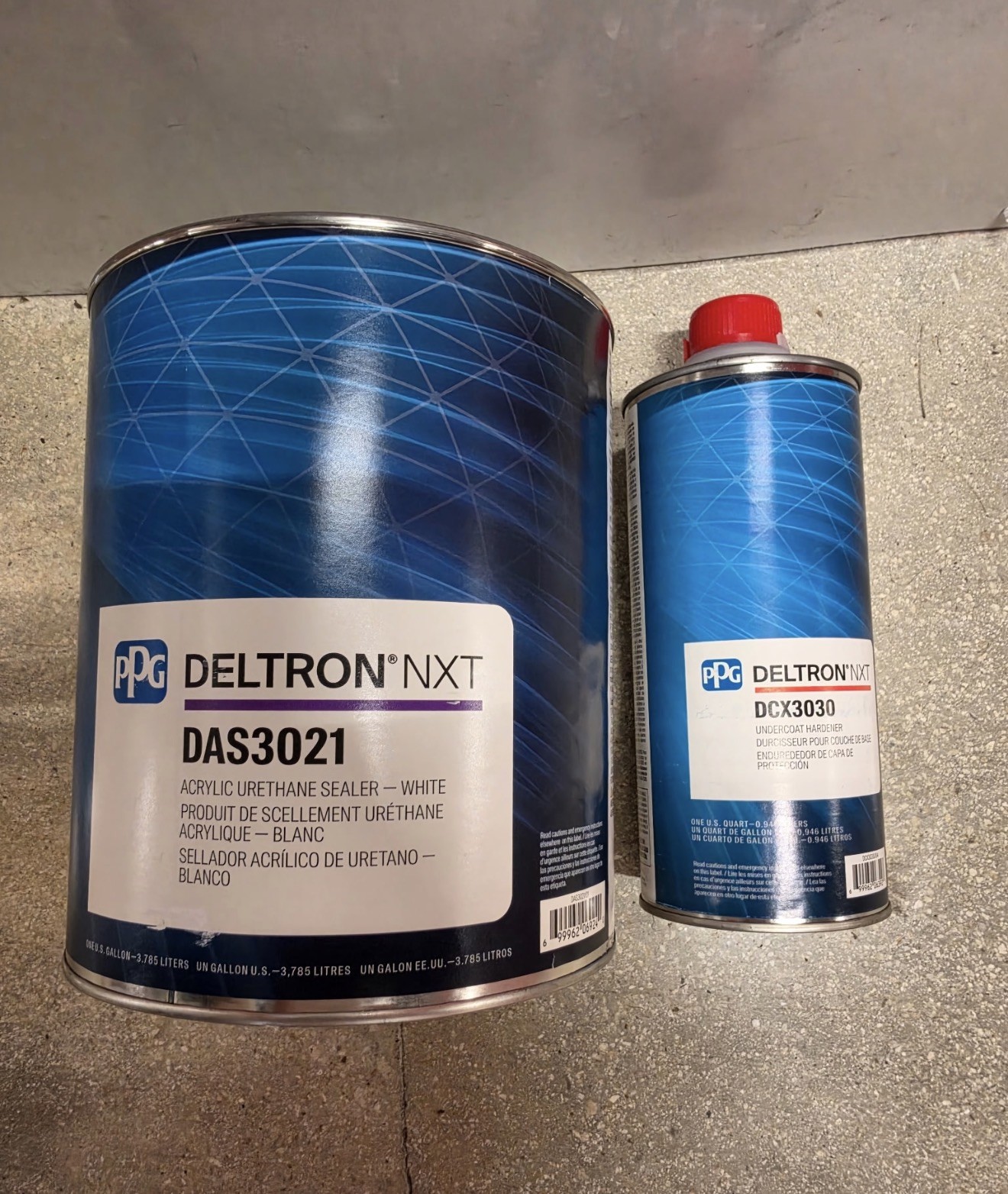 DAS3021 Deltron PPG Acrylic Urethane Sealer White Gallon And DCX3030 Hardener Qt