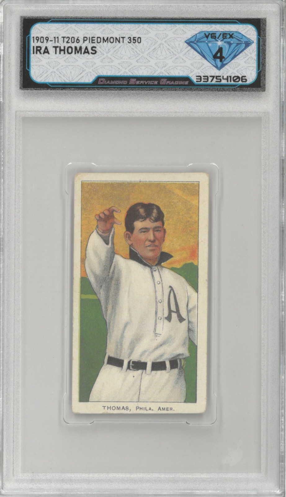 1909-11 T206 Piedmont 350 IRA THOMAS 💎 DSG 4 VG/EX