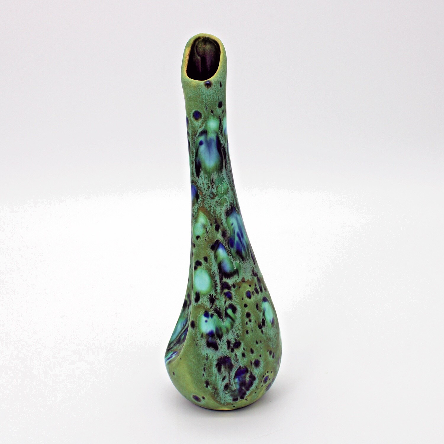 Mid-Century Artisan Signed Ceramic Glazed Vase 10\