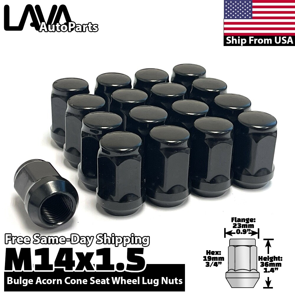 20x Black 14x1.5 Conical Lug Nut Fit Jaguar Land Rover Steel &Aftermarket Wheel