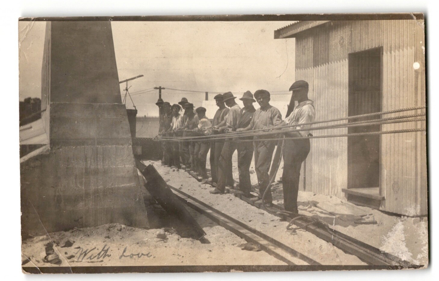 RPPC 1910s Newcastle NSW Carrington Australia Labor Scene Cable Crew Rare Photo