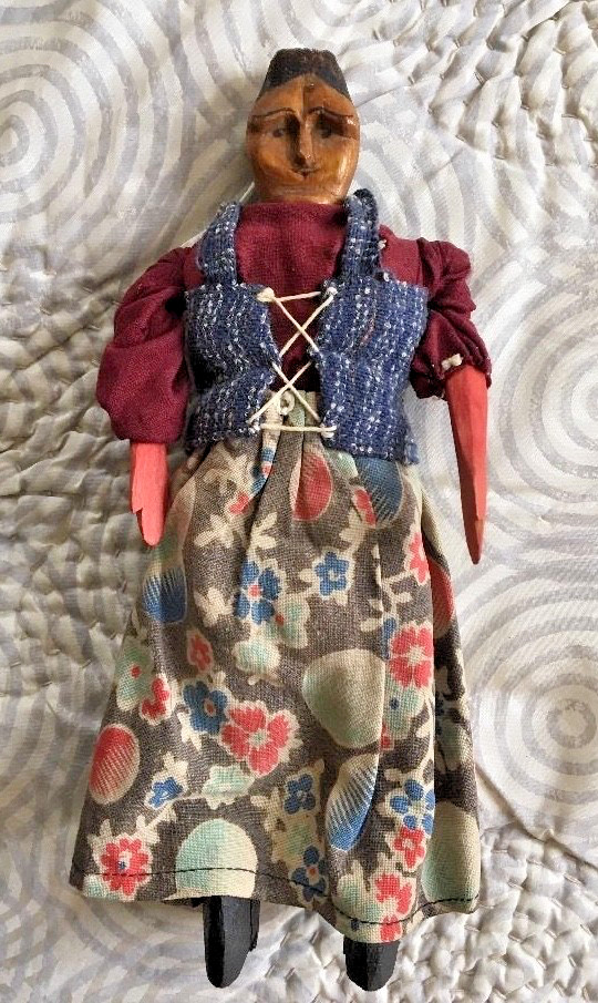 Rare Antique Wood Cloth Folk Art Appalachian Poppet Doll Rare Antique Wood Cloth Folk Art Appalachian Poppet Doll