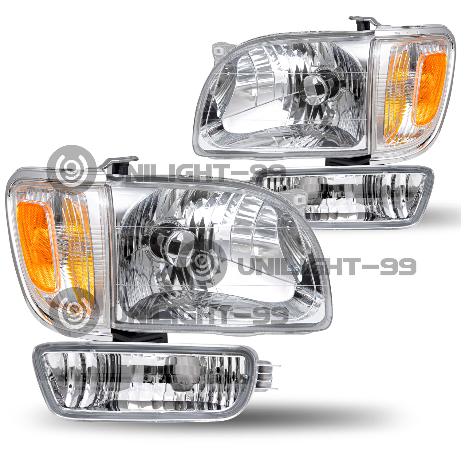 For 2001-2004 Toyota Tacoma Chrome Headlights+Corner Signal Lights+Bumper Lamps For 2001-2004 Toyota Tacoma Chrome Headlights+Corner Signal Lights+Bumper Lamps