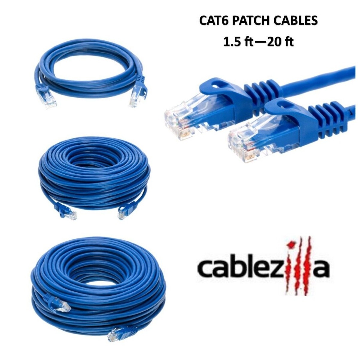 CAT6 Blue Ethernet Patch Cord LAN Network Cable RJ45 1.5FT- 20FT Multi-Pack LOT CAT6 Blue Ethernet Patch Cord LAN Network Cable RJ45 1.5FT- 20FT Multi-Pack LOT