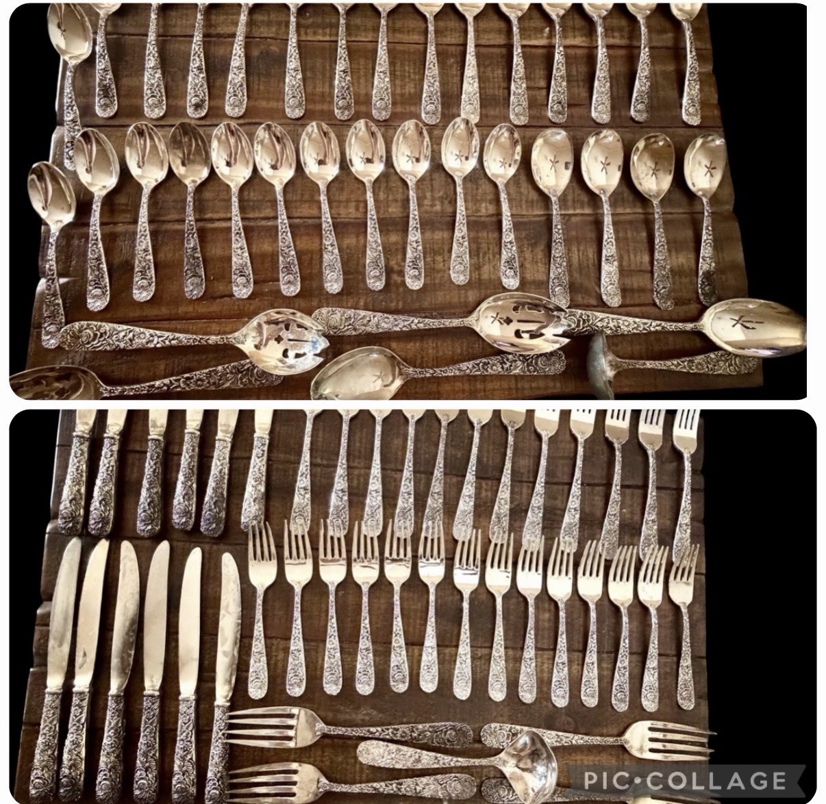 Set of 79 Pieces Godinger Olde Bouquet Flatware Service for 12 + Serving Pieces