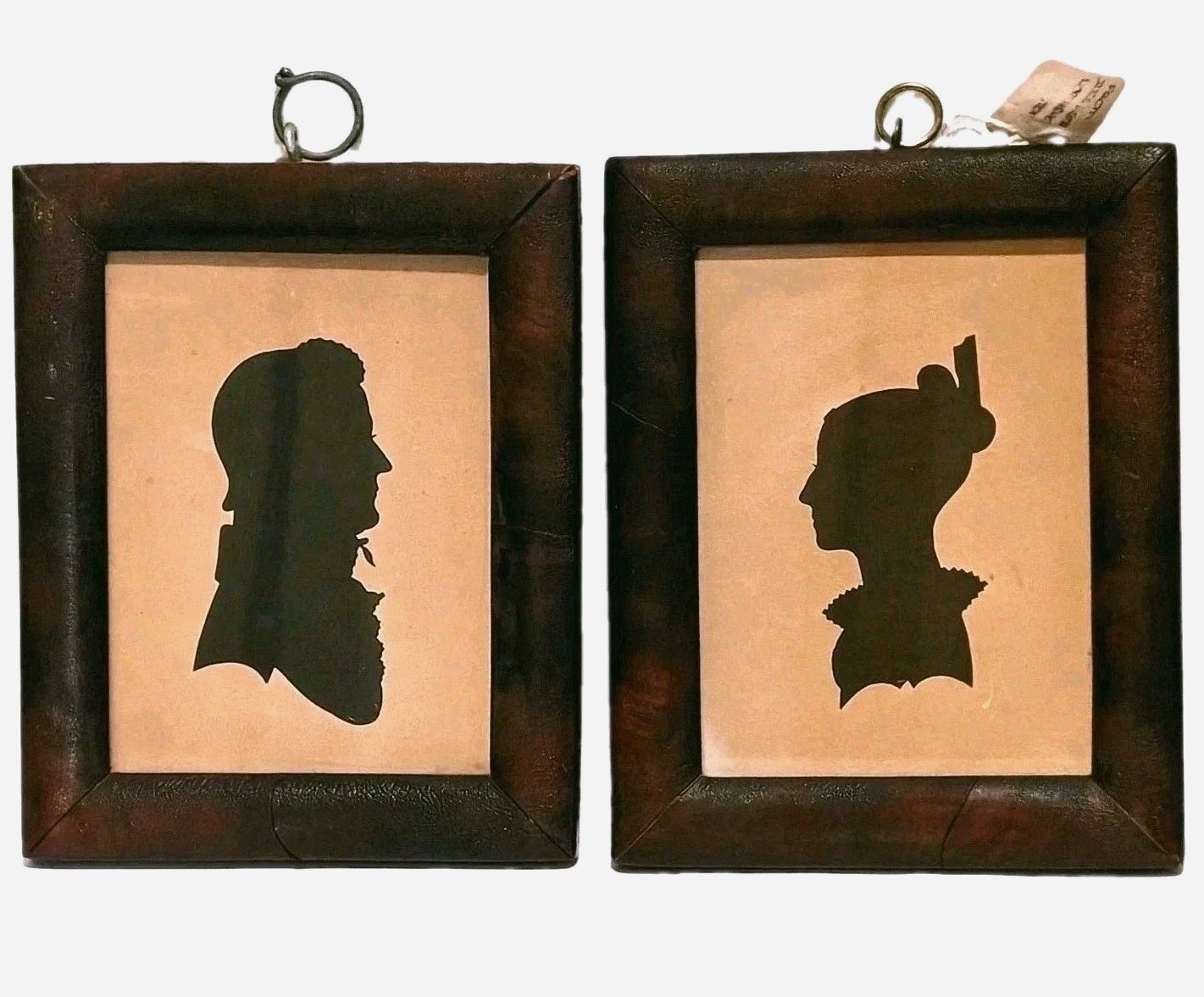 Antique Identified Silhouette Miniature Portrait Pair Husband & Wife Early 19thC Antique Identified Silhouette Miniature Portrait Pair Husband & Wife Early 19thC