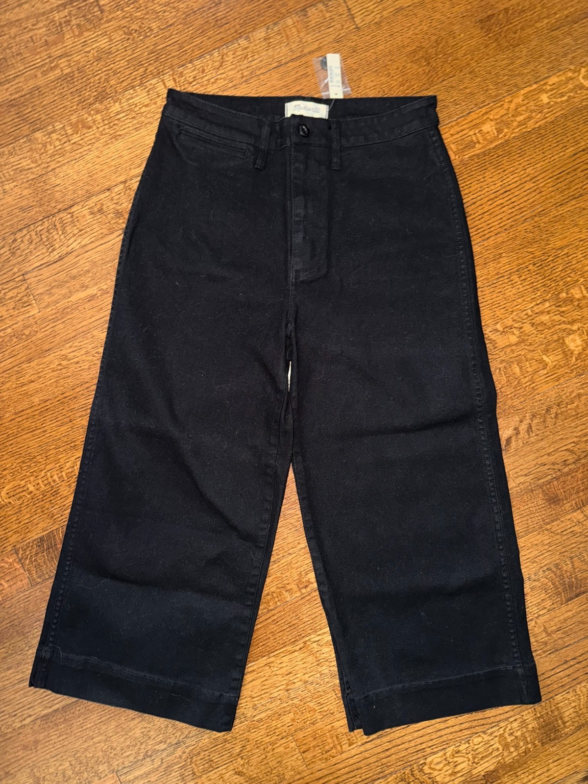NWT Madewell Emmett Wide Leg Crop Pants - Black - Size 29P