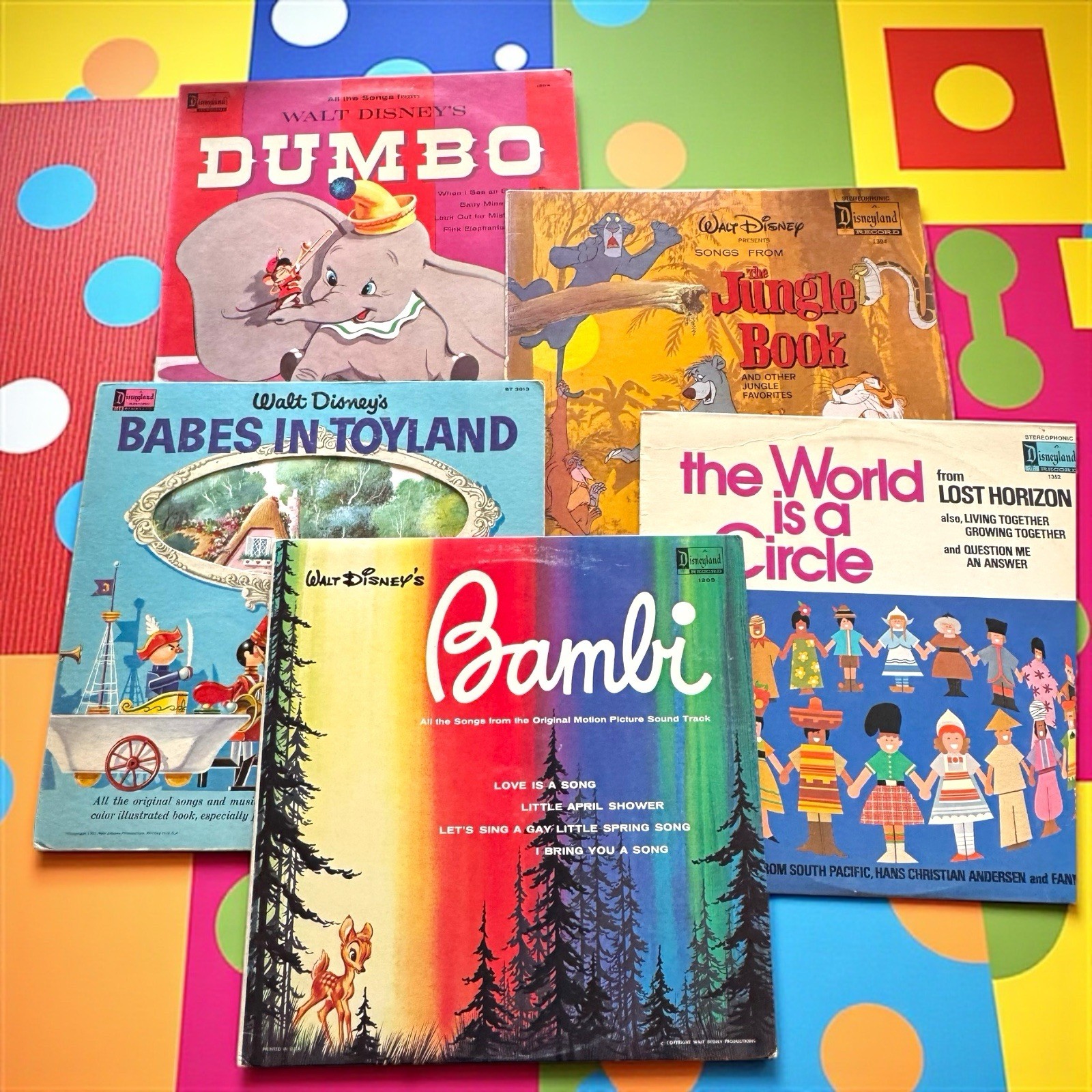 VTG Disney Vinyl Records Jungle Book Dumbo Bambi Babes in Toyland Music Lot of 5 VTG Disney Vinyl Records Jungle Book Dumbo Bambi Babes in Toyland Music Lot of 5