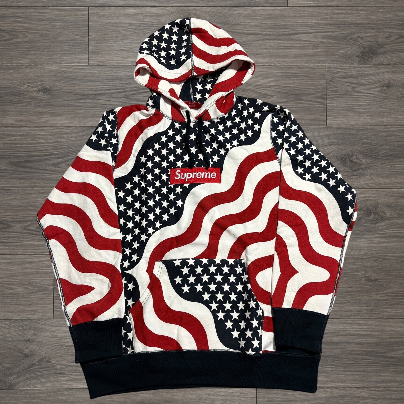 Supreme Box Logo Hoodie XL USA Flag Stars Stripes FW14 Bogo Sweatshirt