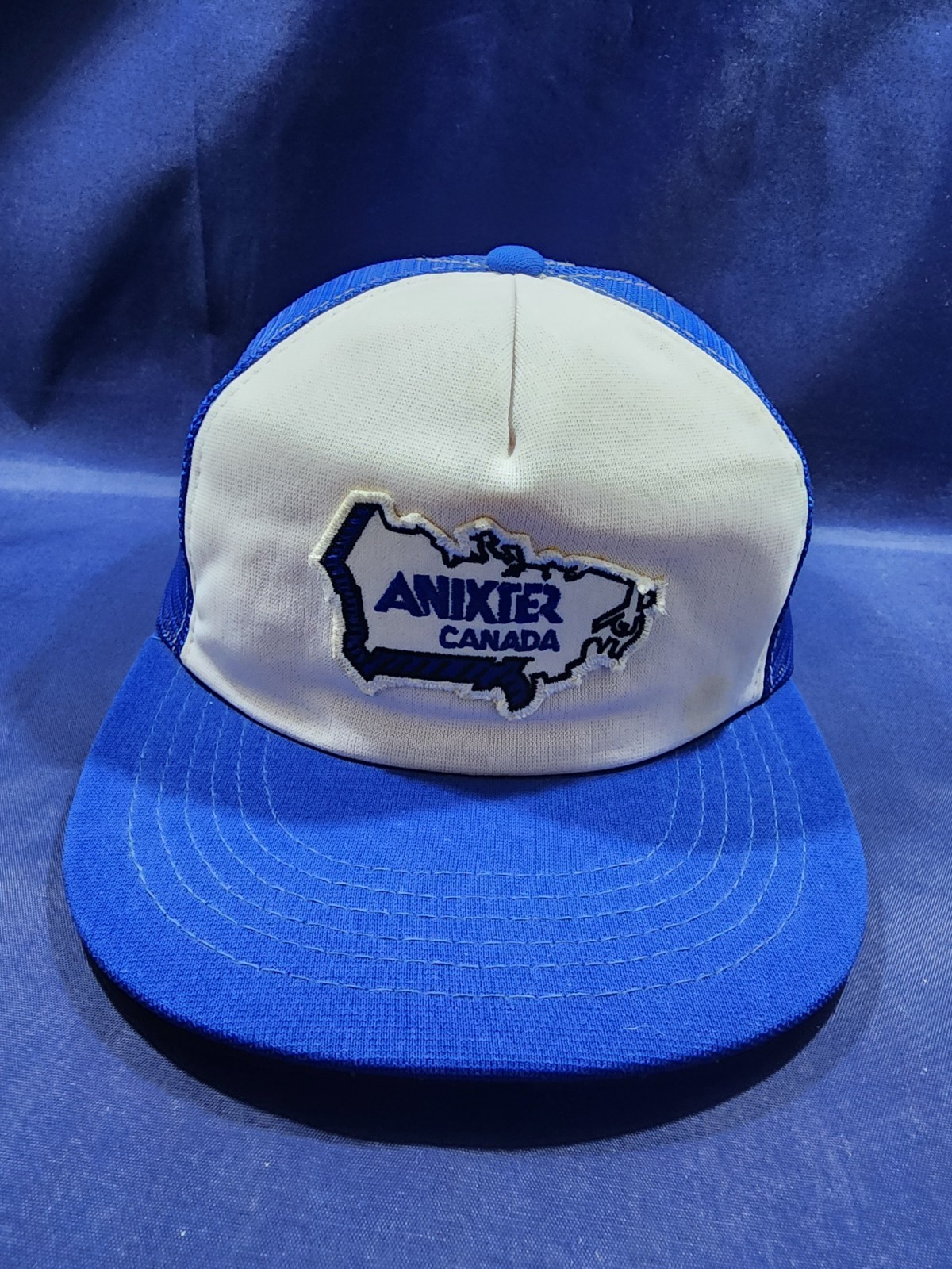 Vintage Anixter Canada Hat Blue/White Trucker Mesh Snapback Cap Vintage Anixter Canada Hat Blue/White Trucker Mesh Snapback Cap