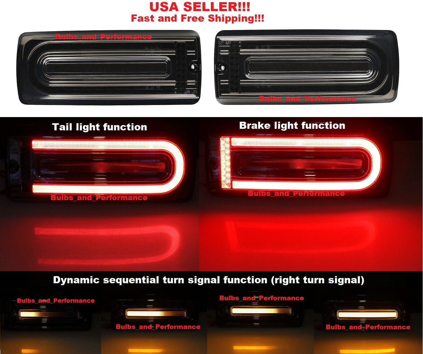 SMOKED LENS LED TAIL BRAKE TURN SIGNAL LIGHTS  LAMPS for 99-18 MERCEDES G-CLASS